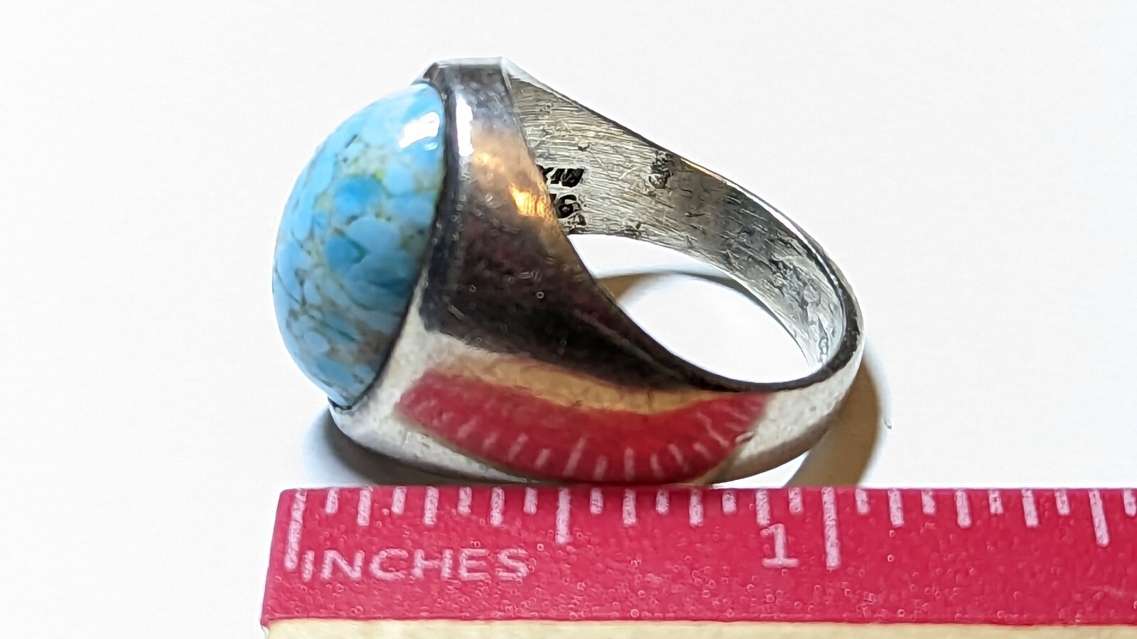 VINTAGE BLUE STONE STERLING SILVER RING SIZE 11 SIGNED RCD 925 MEX