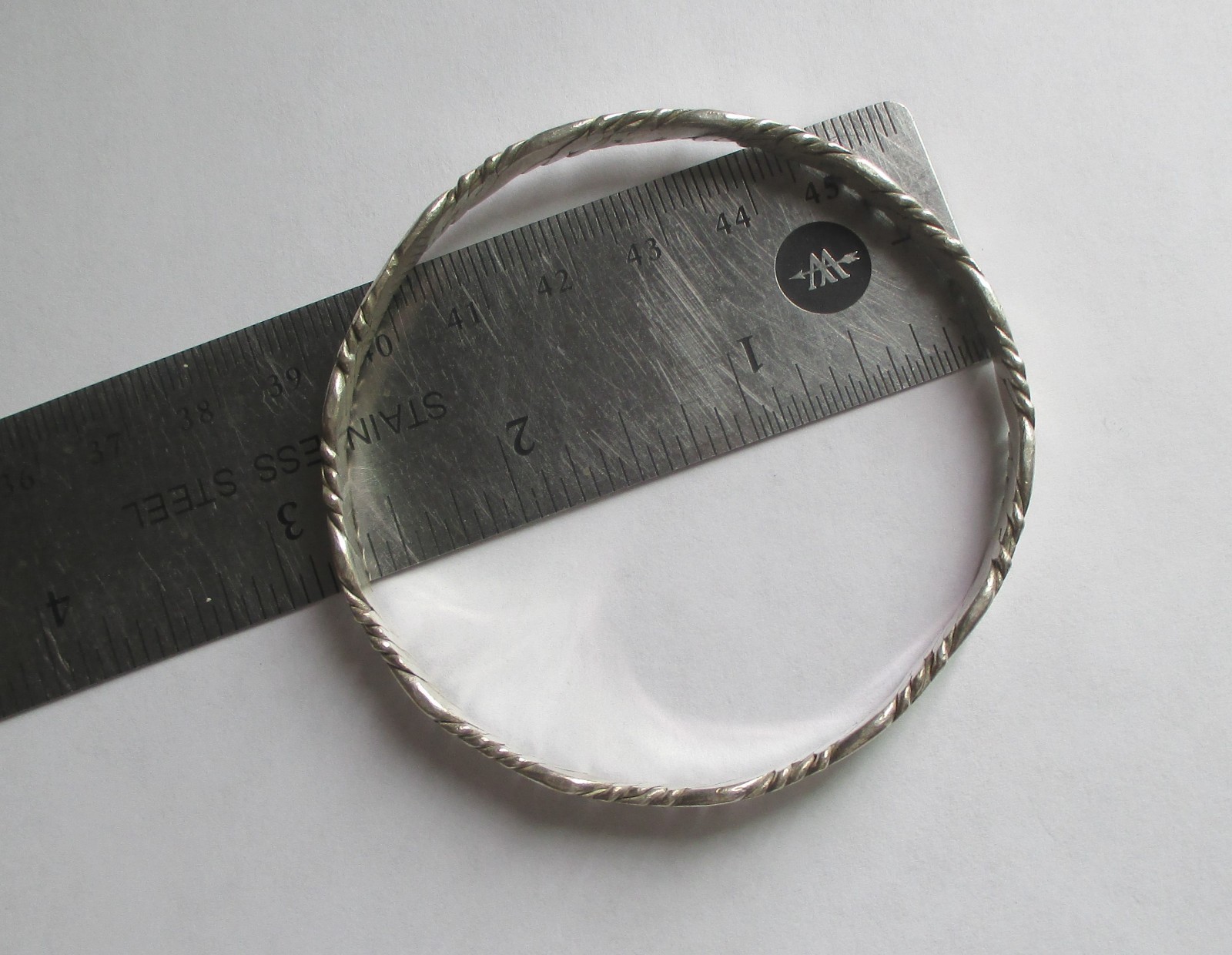 VINTAGE TAXCO MEXICO SILVER TWISTED ROPE CABLE BANGLE BRACELET