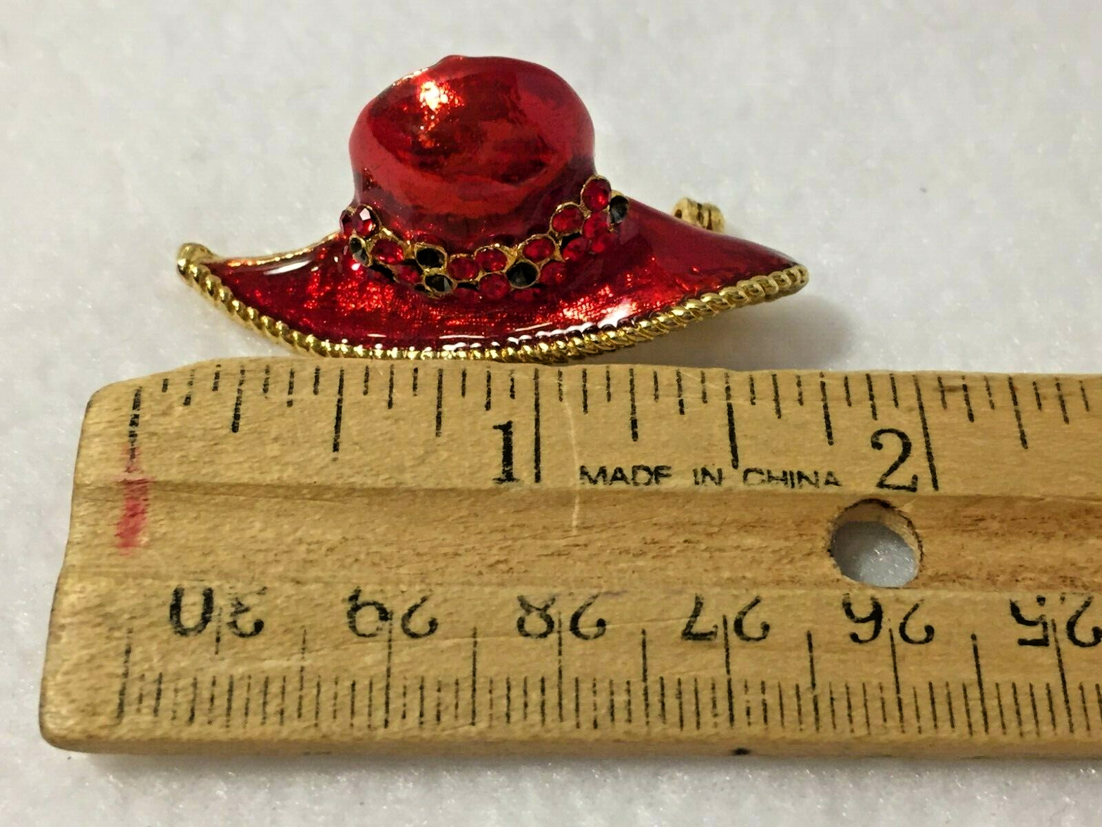 Red Hat Society Women’s Brooch Pin Button Red, Purple with Gold Tone Metal