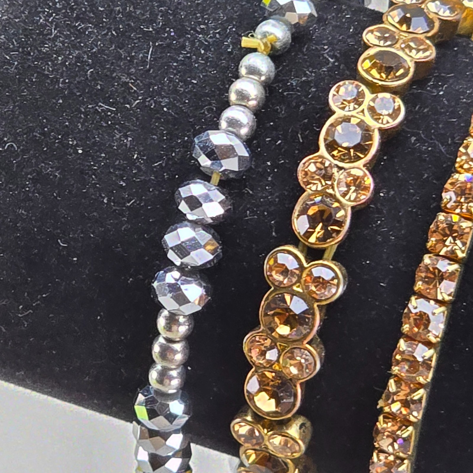 Vintage Bracelet Lot Rhinestone Stretch Bangle Beaded Fashion Jewelry 5pc