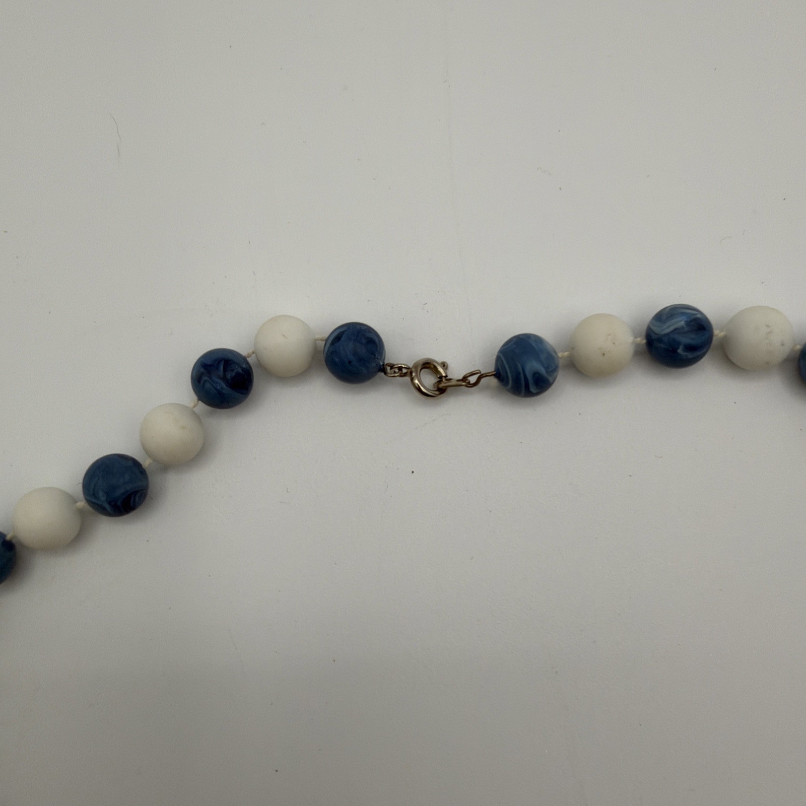 4 Pc Beaded Necklace Lot Blue White Green Black Glass Acrylic Mixed Styles