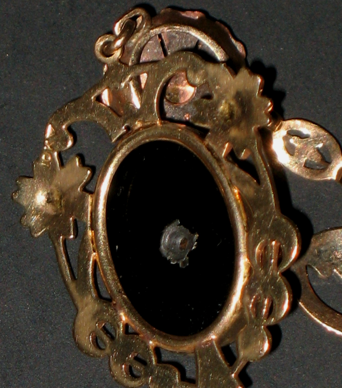 Fabulous Victorian 10k 2 Color Gold Necklace W/Gemstone Black Onyx 12″ Chain