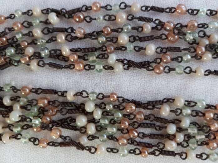 Multi Strand Glass Beads & Wrapped Wire Statement Choker Necklace