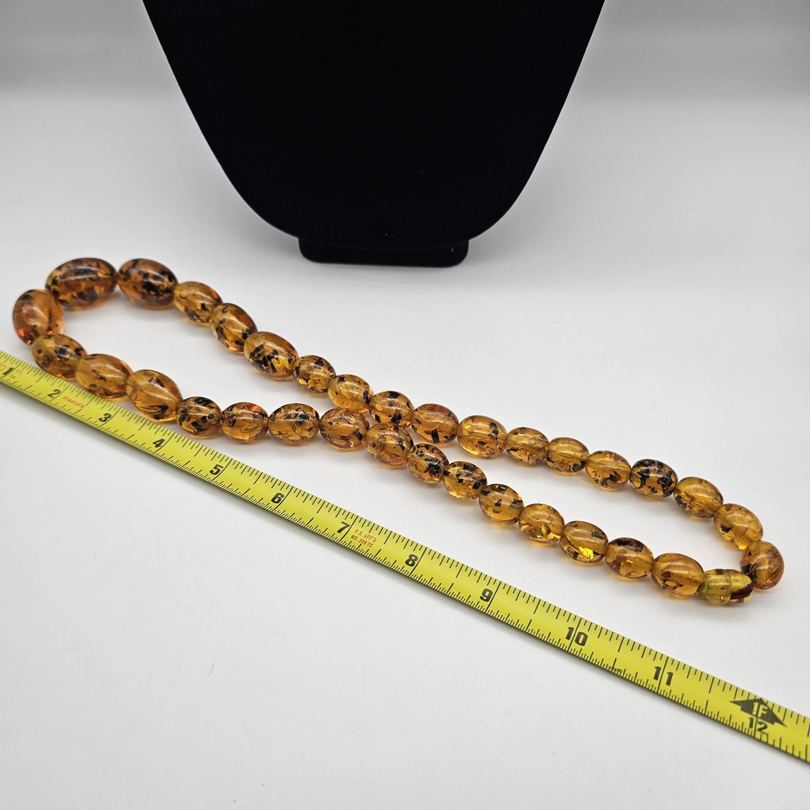 Vintage Baltic Amber Necklace Natural Honey Gold Beads 25″