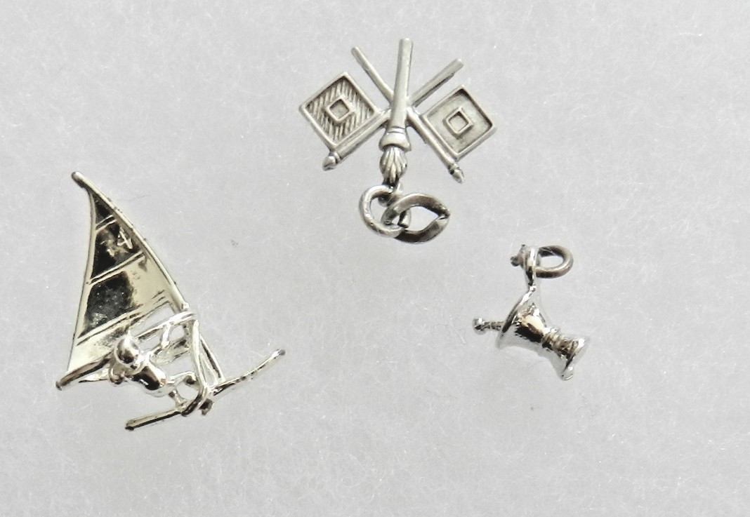 Vintage Sterling Charm – Sailboat-Mortar & Pestle – Not Sure What the Flags Are