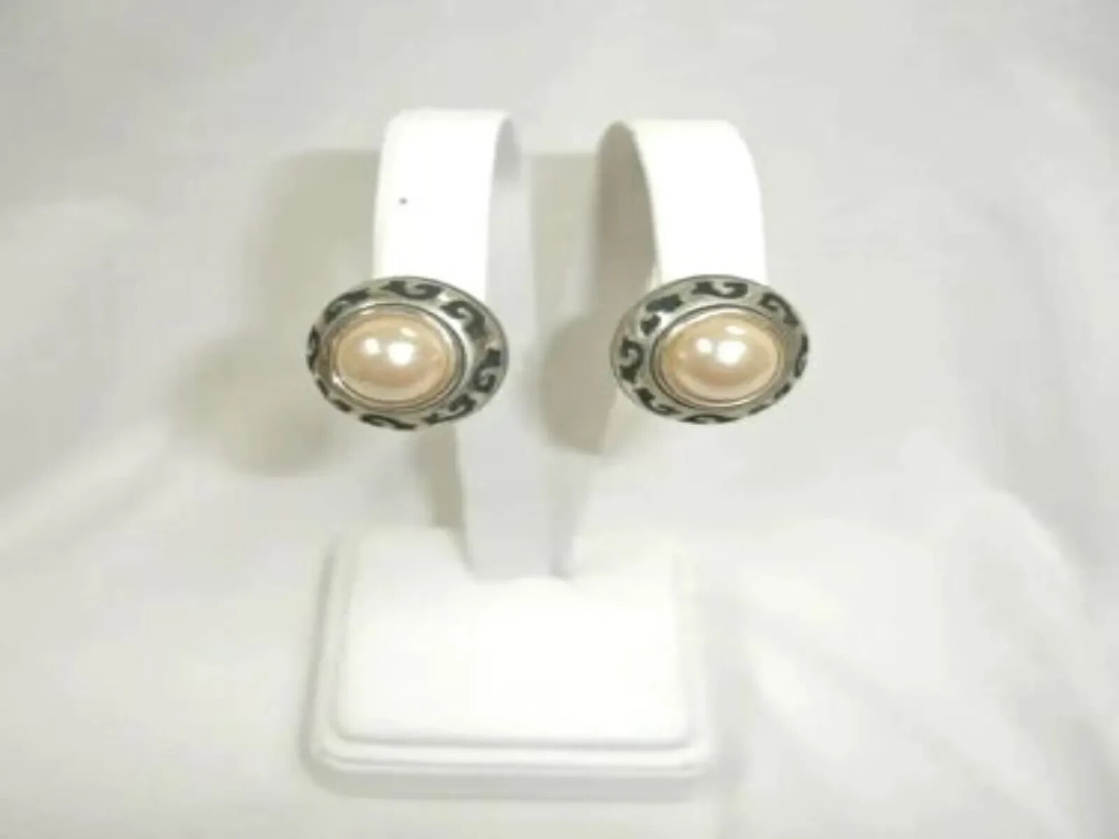 Faux Pearl Sterling Pierced Earrings – Marked Designer © DP Daniel H Pendersen