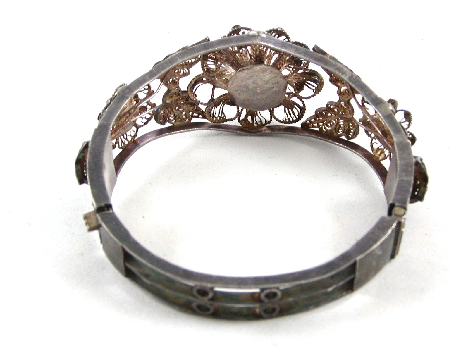 True Vintage 1930’s – 1950’s Silver Flower Bracelet Unmarked 110714