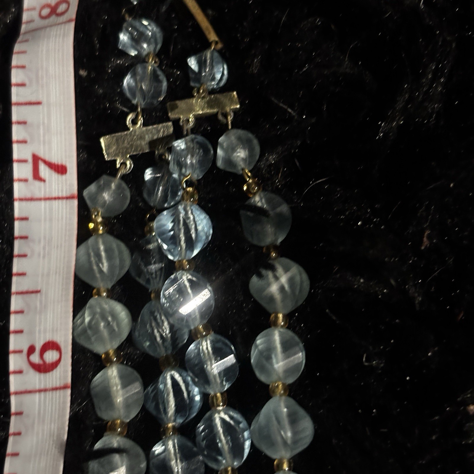 Vtg West Germany Blue Glass Bead Necklace And Multi Colored Clip On Earrings Set
