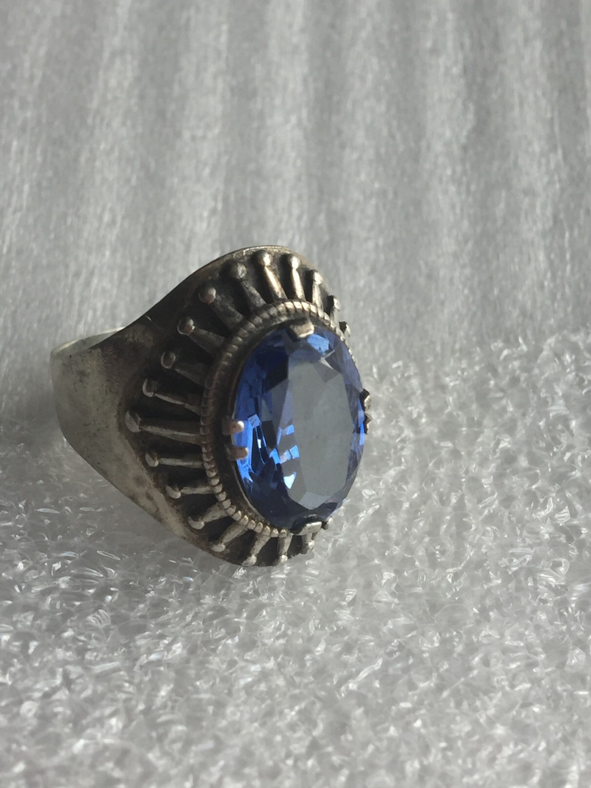 Rings Russian Soviet Silver 875 star Topaz (laborat glass) Kostroma vintage USSR