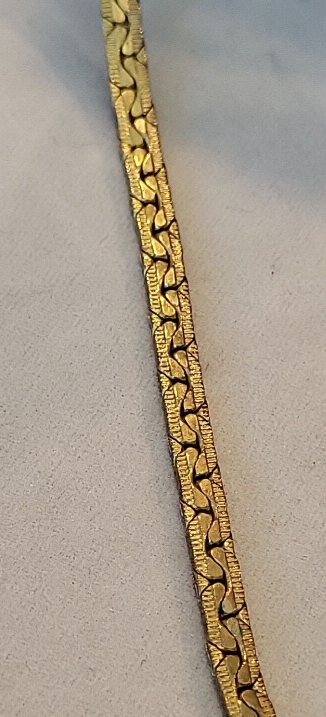 ESTATE GOLD PLATED FANCY FLAT LINK – LONG CHAIN NECKLACE – VINTAGE 30″ LONG