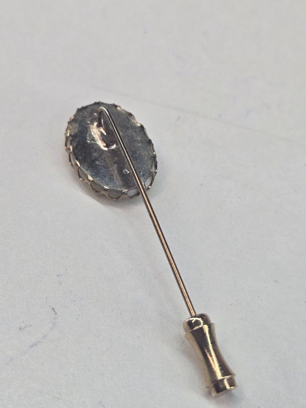 Lenox Stick Pin Cream & Orange Floral Women’s Brooch 14k Gold Plated Vintage