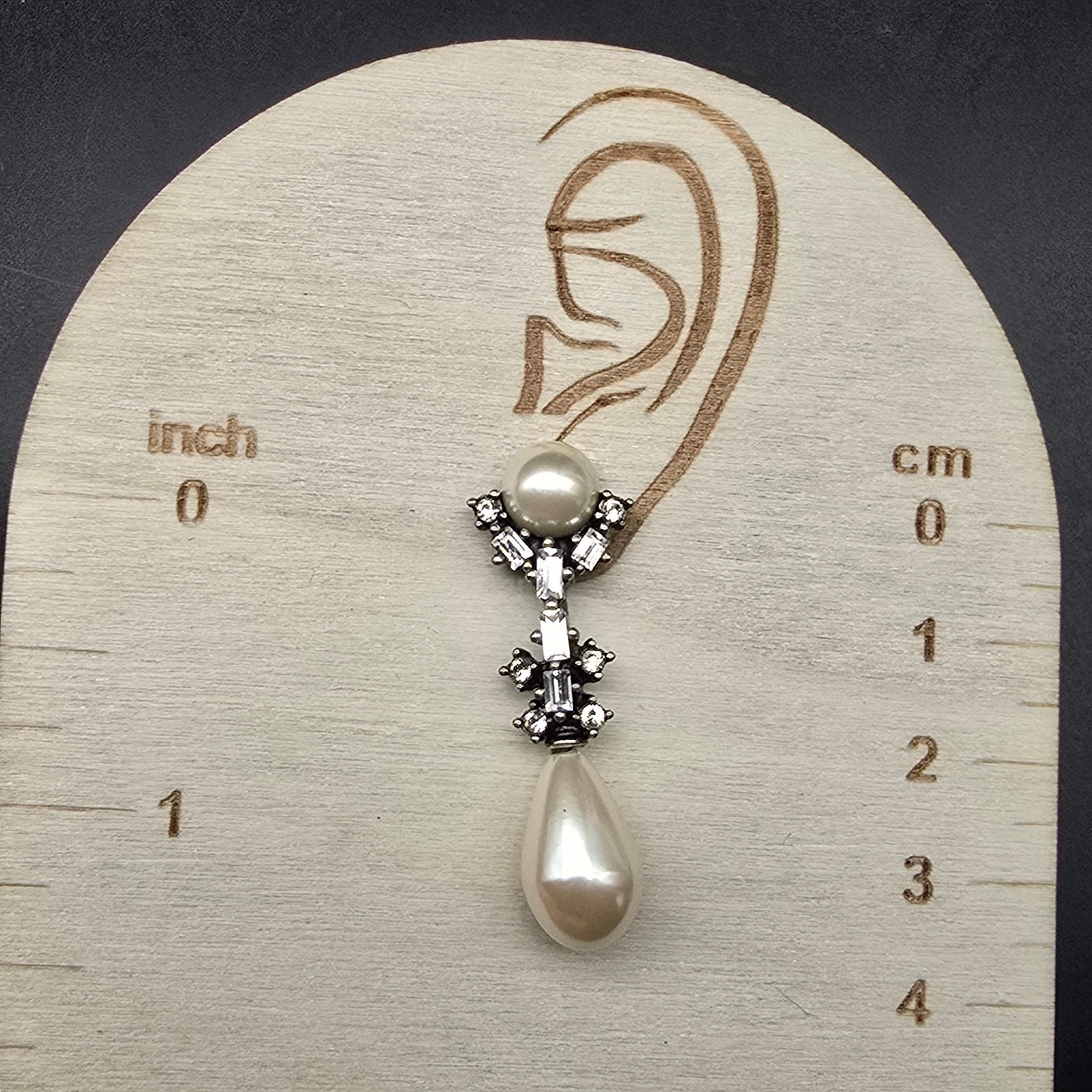 Faux Pearl Rhinestone Dangle Drop Earrings Costume Jewelry Bridal Classic