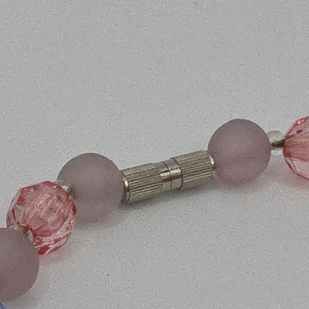 VINTAGE floral fruit salad leaves Necklace Beads Pastel Clear Costume 17″
