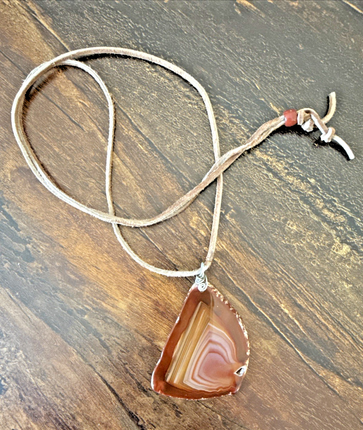 AMAZING BROWN AGATE SLICE NECKLACE oneofakind Boho Festival Earthy Nature Hippie