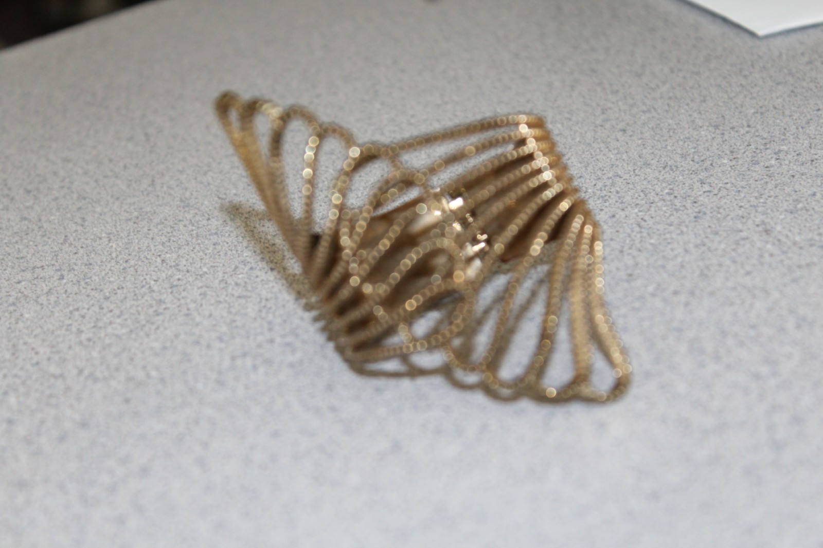 VTG Fan Cuff Bracelet Gold Tone Wide Art Deco Style Statement Bracelet & Hindge