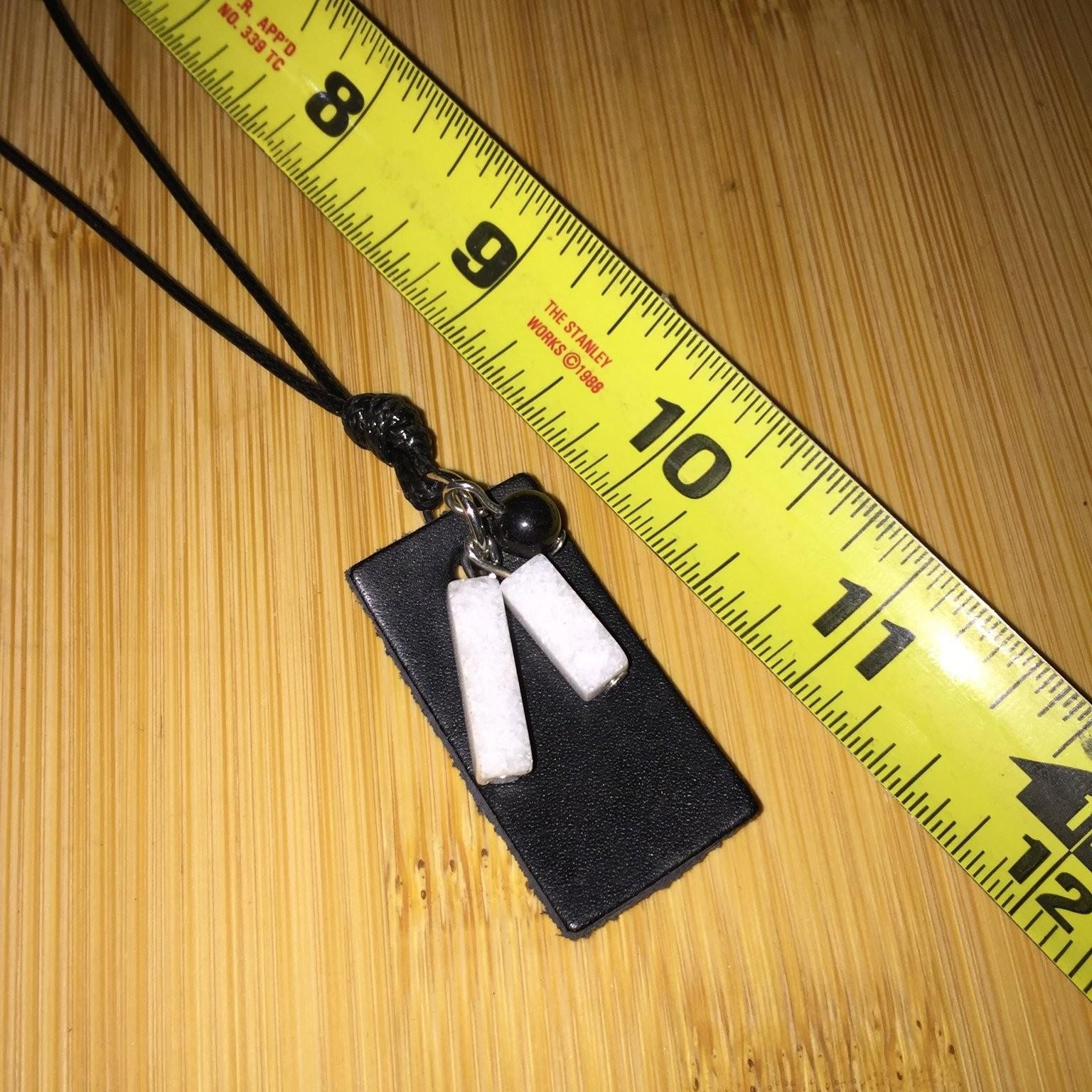Vintage Unisex Rectangle Bar Pendant Necklace Faux Leather Adjustable Cord Black