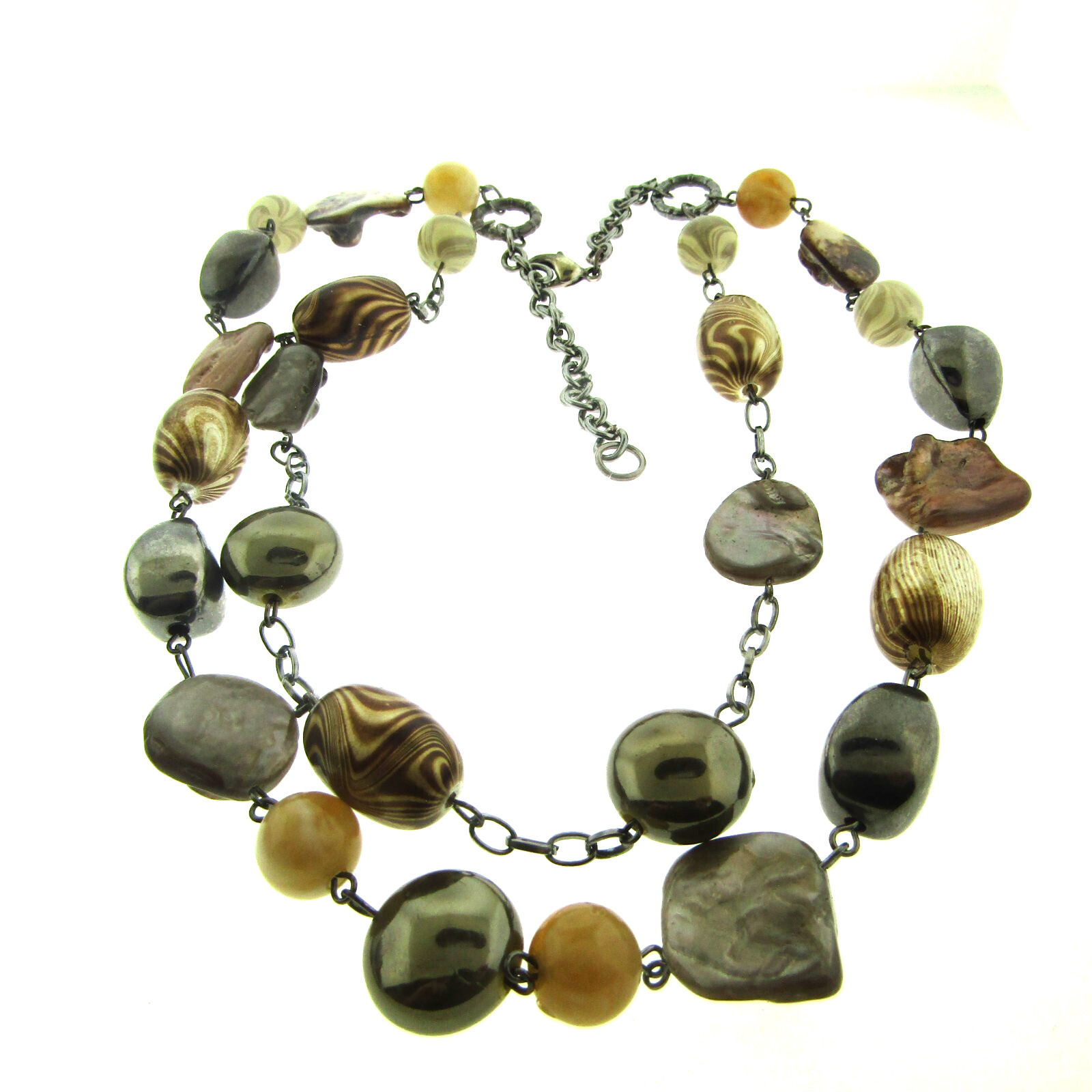 Vintage Abalone Lucite bead Necklace Double Strand 2*18*21