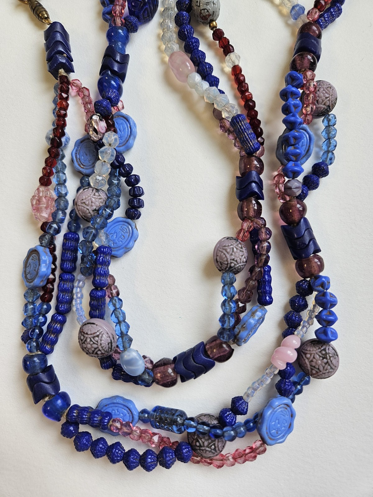 ANTIQUE NEIGER 1920s ART Deco BLUE GLASS BEAD Necklace