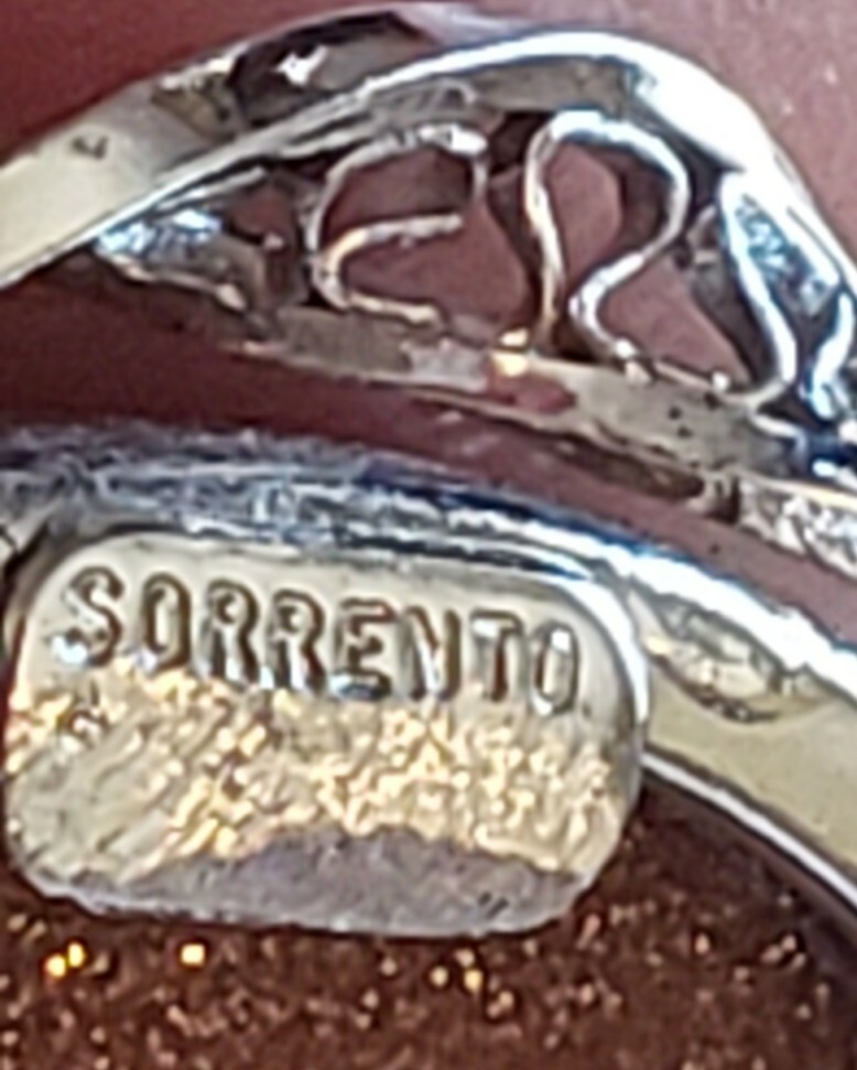 VTG Sorrento Goldstone Brooch & Pendent Silvertone Filagree Swril Ornate Pin