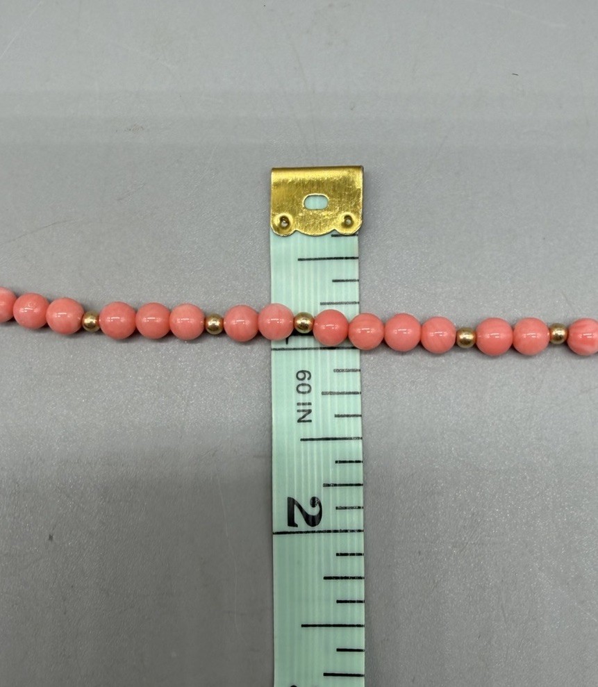 Vtg Gold Filled Natural Pink Salmon Coral Bead Beaded Necklace 21” 5mm Estate