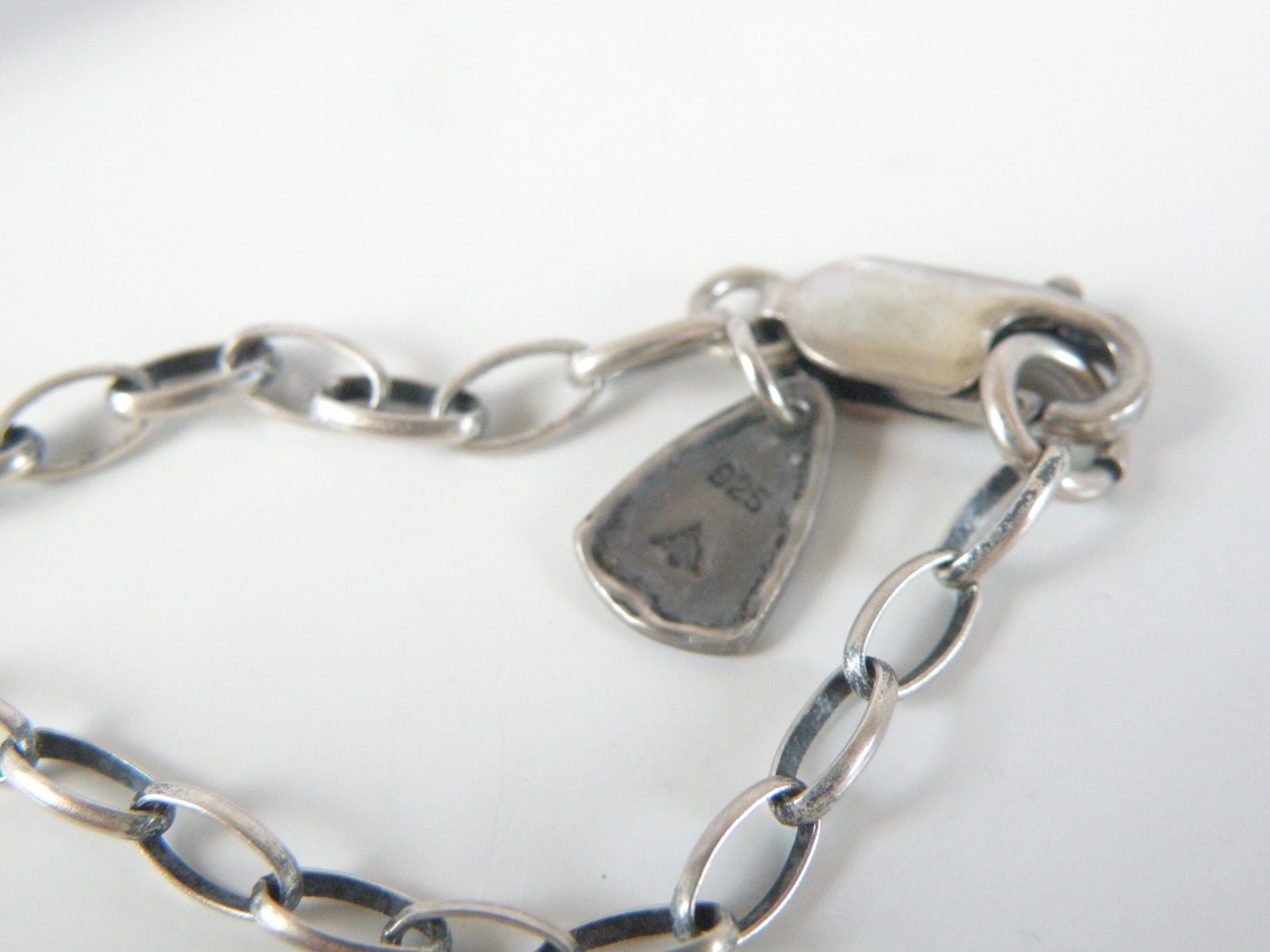 Silpada Sterling Silver 925 Rustic Boho Abalone Rolo Chain Link Necklace