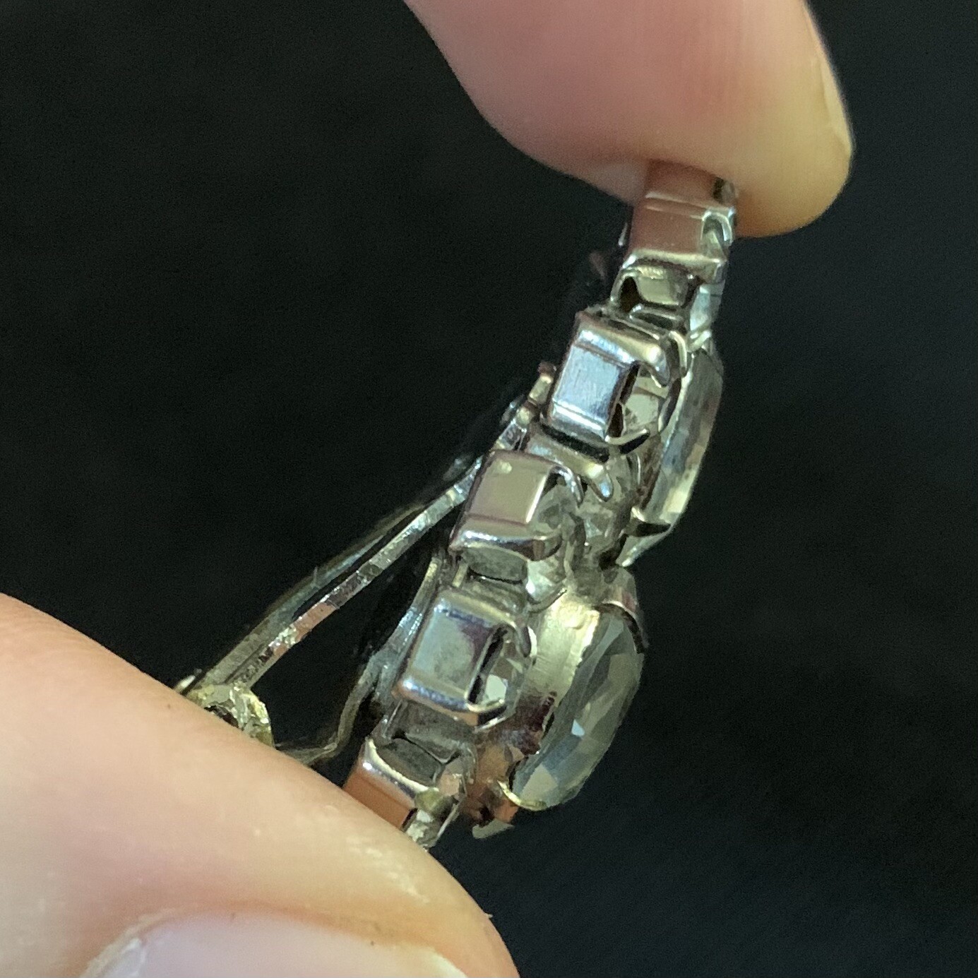Vtg Couture Clear Glass Rhinestone Cocktail Silver Tone Climber Clip Earrings