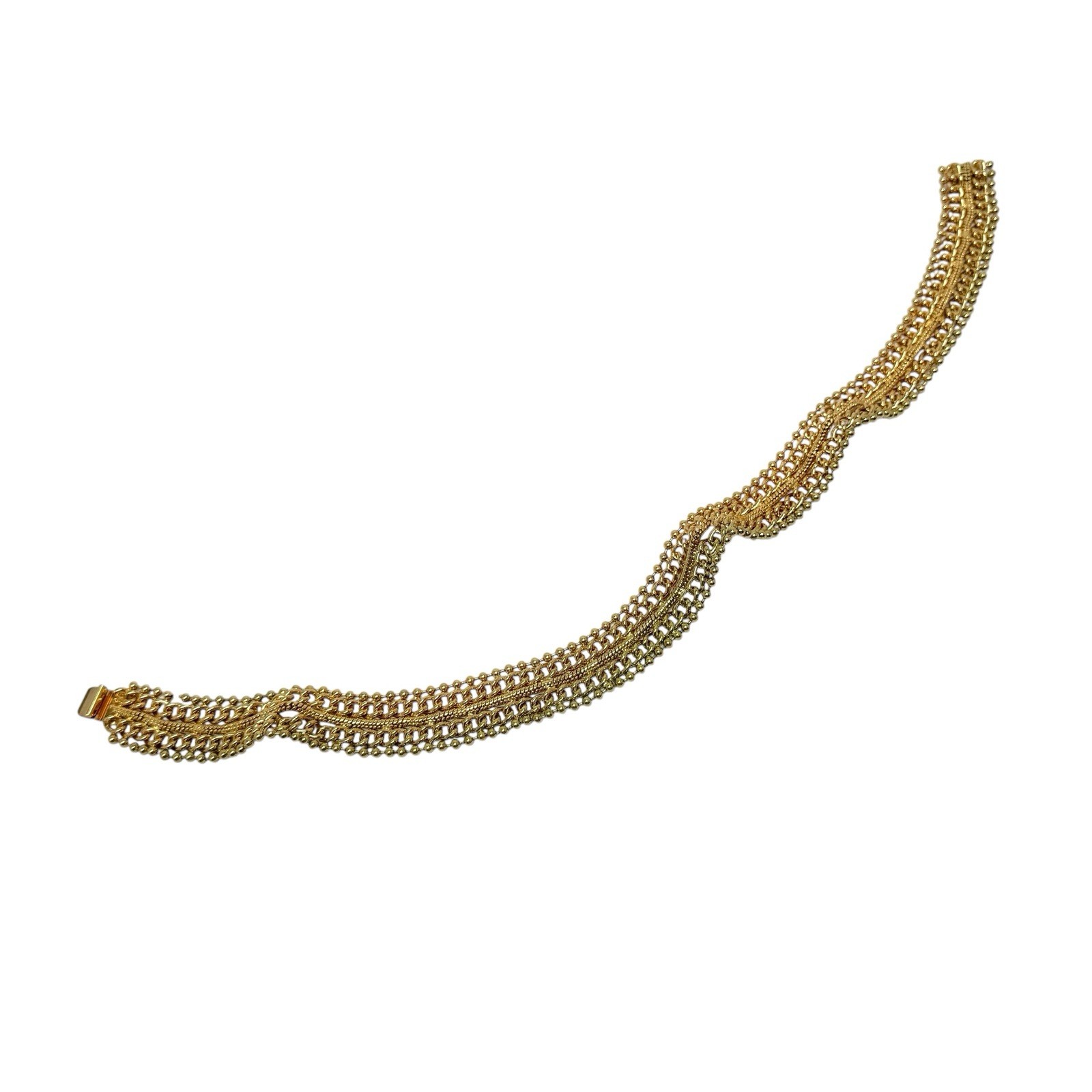 Vintage Gold Tone Cleopatra Necklace Multi Chain Styles Statement 18”