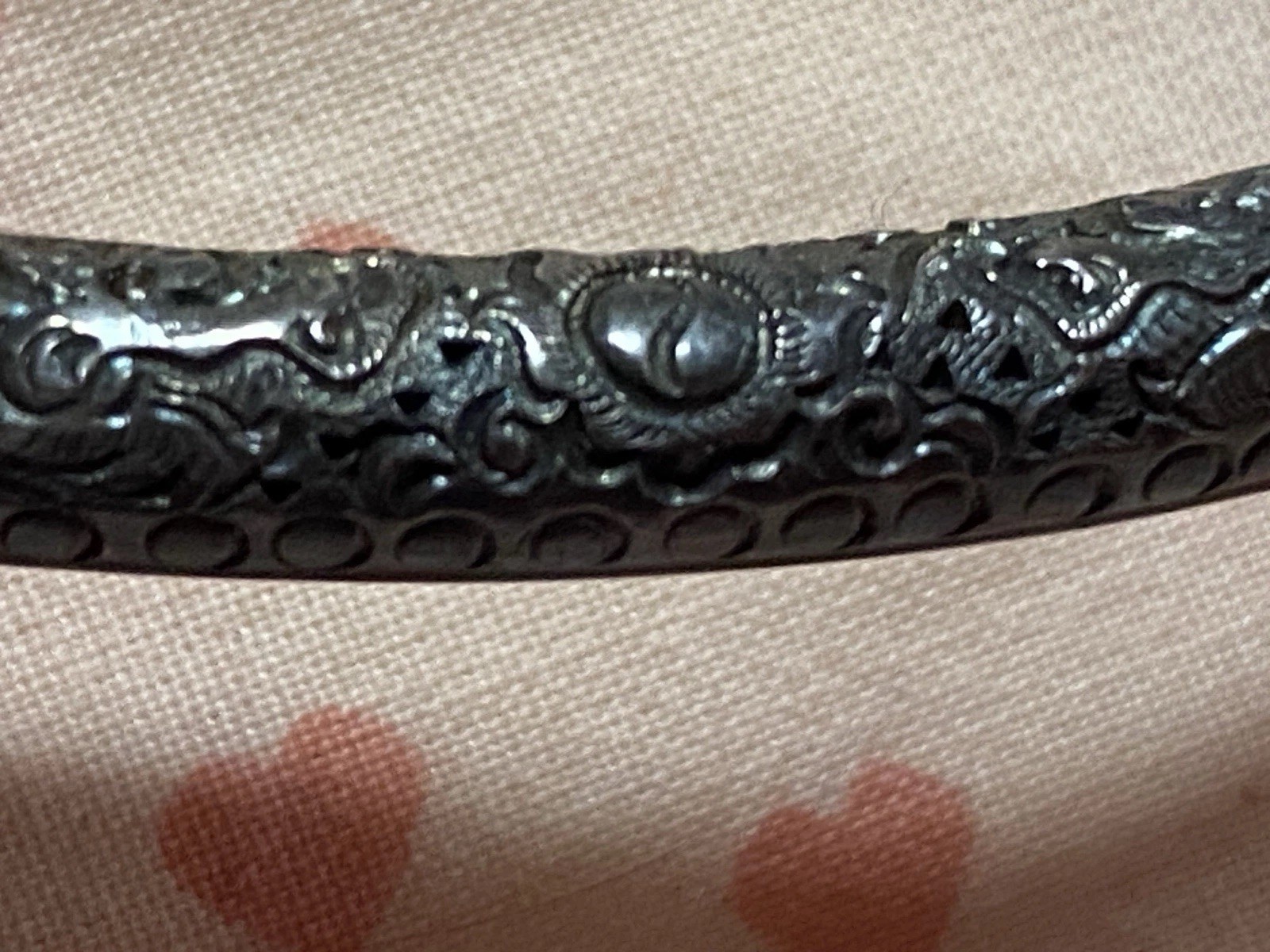 Vintage Vietnam 980 Silver Dragon Tube Necklace PHUC TIN 98% 22.5” Yin Yang