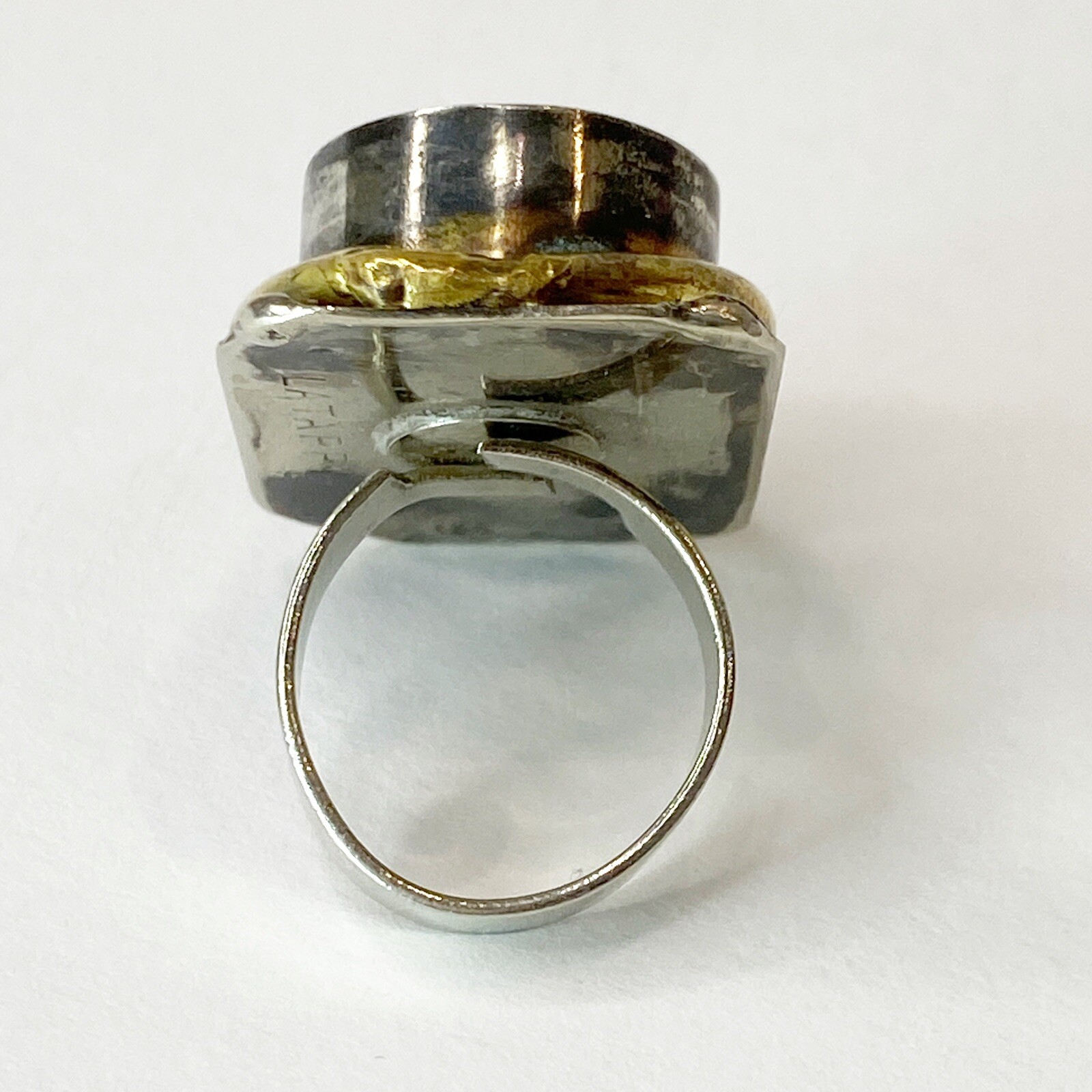 Latappy French Vintage Brutalist Adjustable Statement Ring Resin Mixed Metal HTF