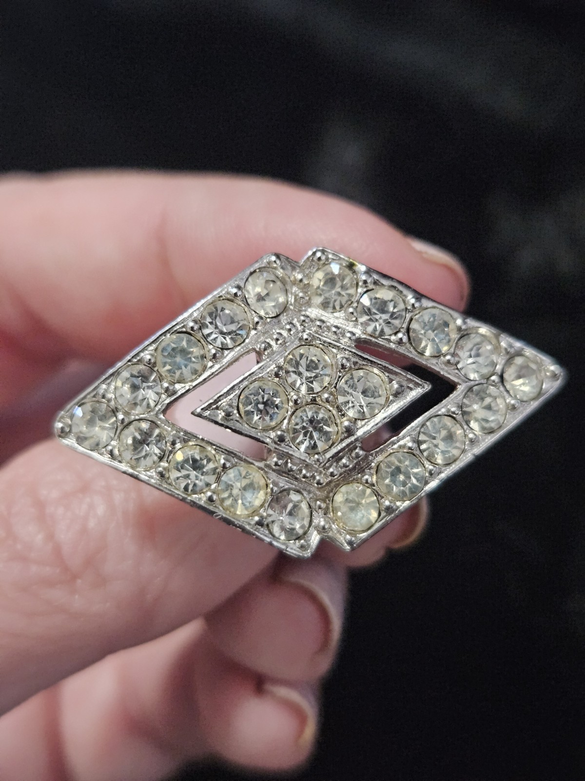 Vintage Sarah Coventry Ring Silver Tone With Clear Or White Rhinestones Size 7