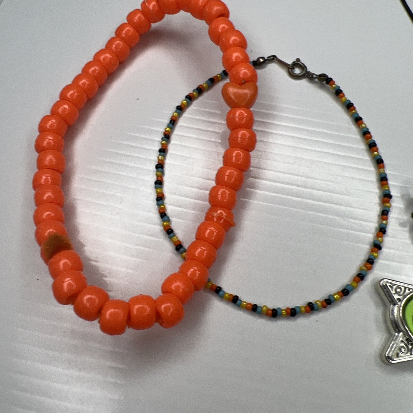 H7 Lot Beaded Resin Multicolor Rainbow Hearts Flowers Stars Retro Necklaces