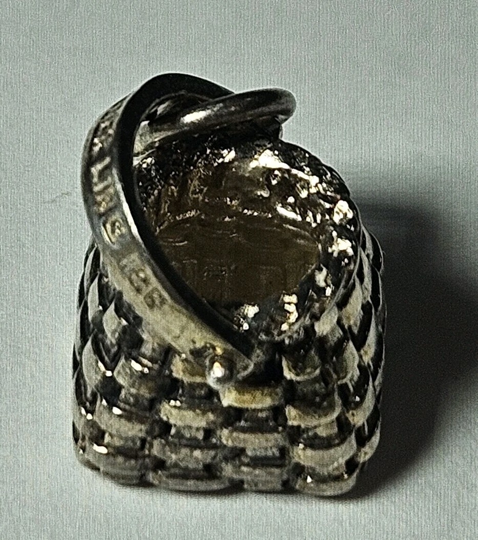 Vintage RCB Sterling Silver 1 Cm Wicker Basket With Handle Charm 4.56 Grams 925
