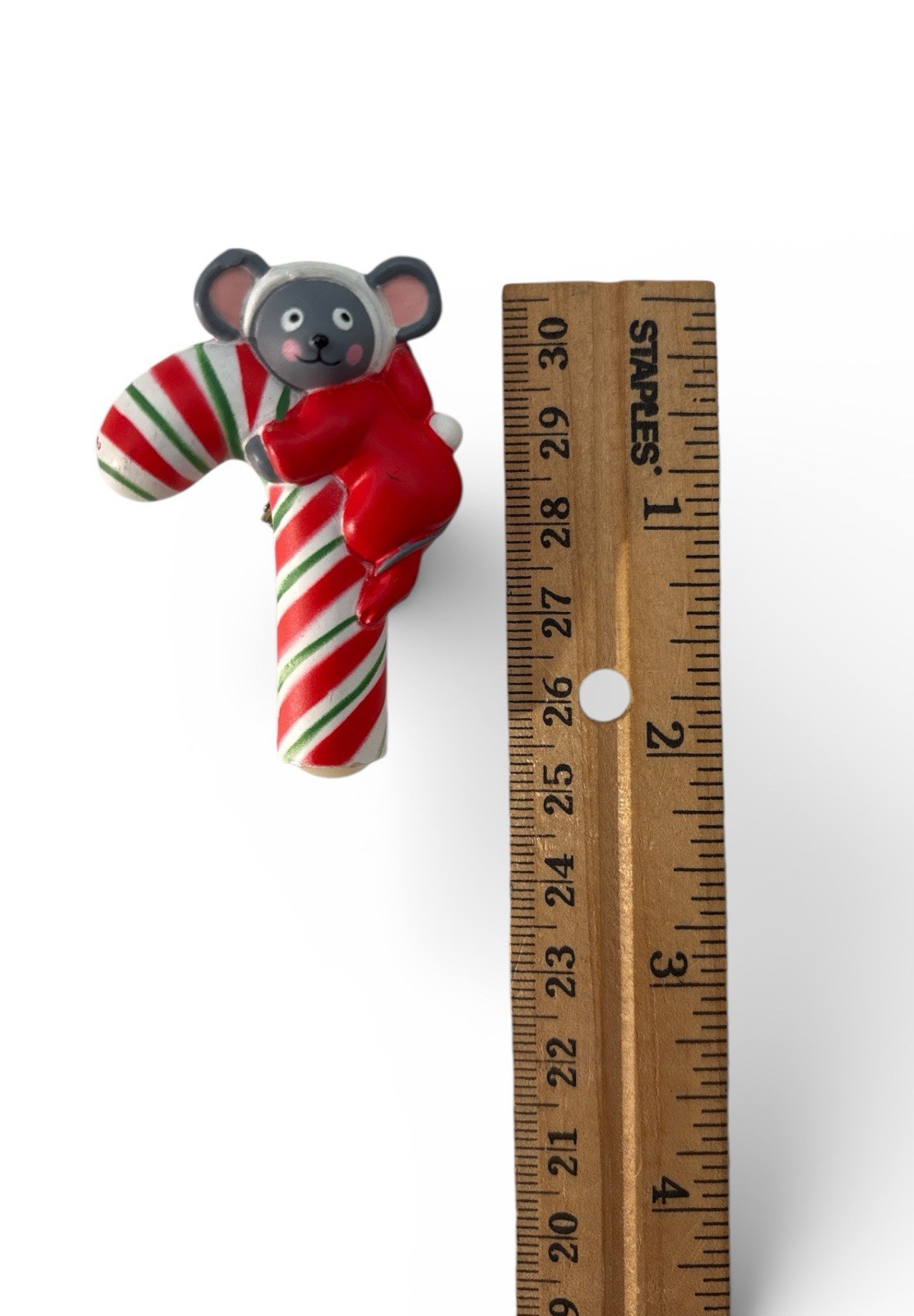 Vintage Fun World Christmas holiday Mouse on Candy Cane brooch pin
