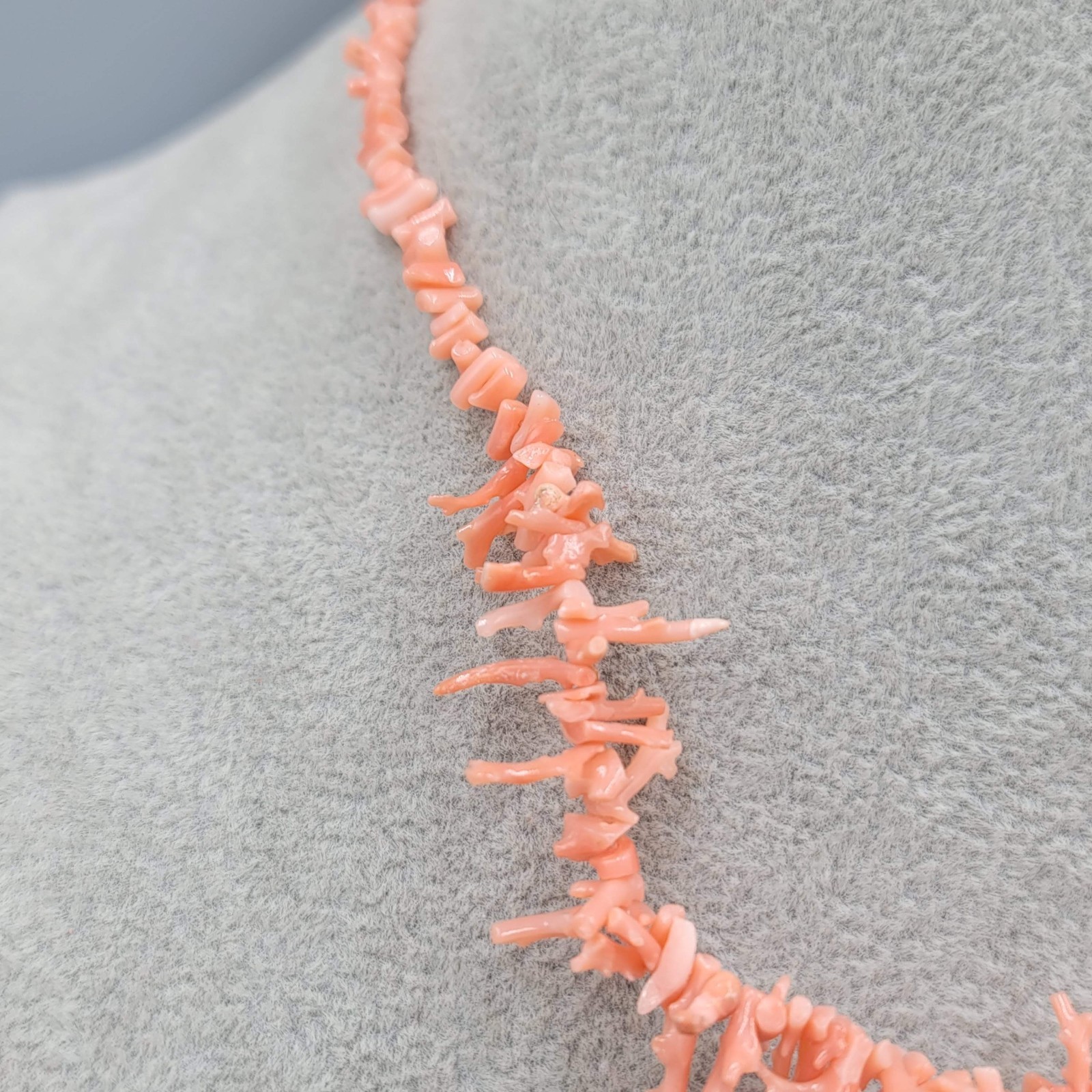Vtg Angel Skin Branch Coral Necklace Natural Salmon Orange Pink Graduated 16”