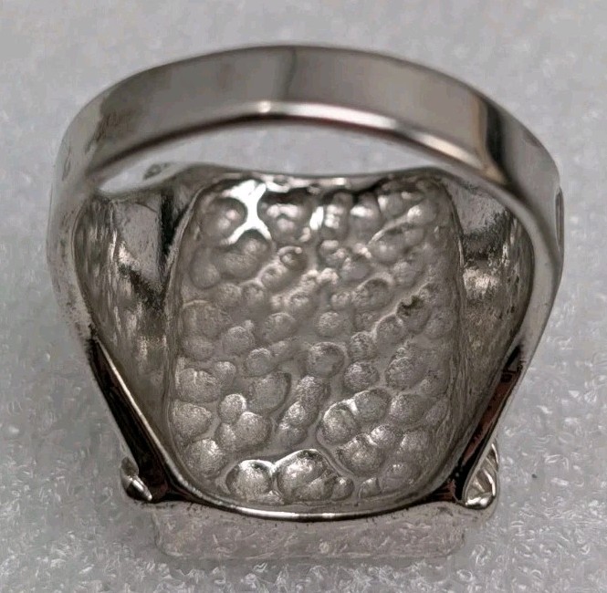 Vintage Silver Plated Native American Thunderbird Stone Chip Inlay Ring Sz 9.75