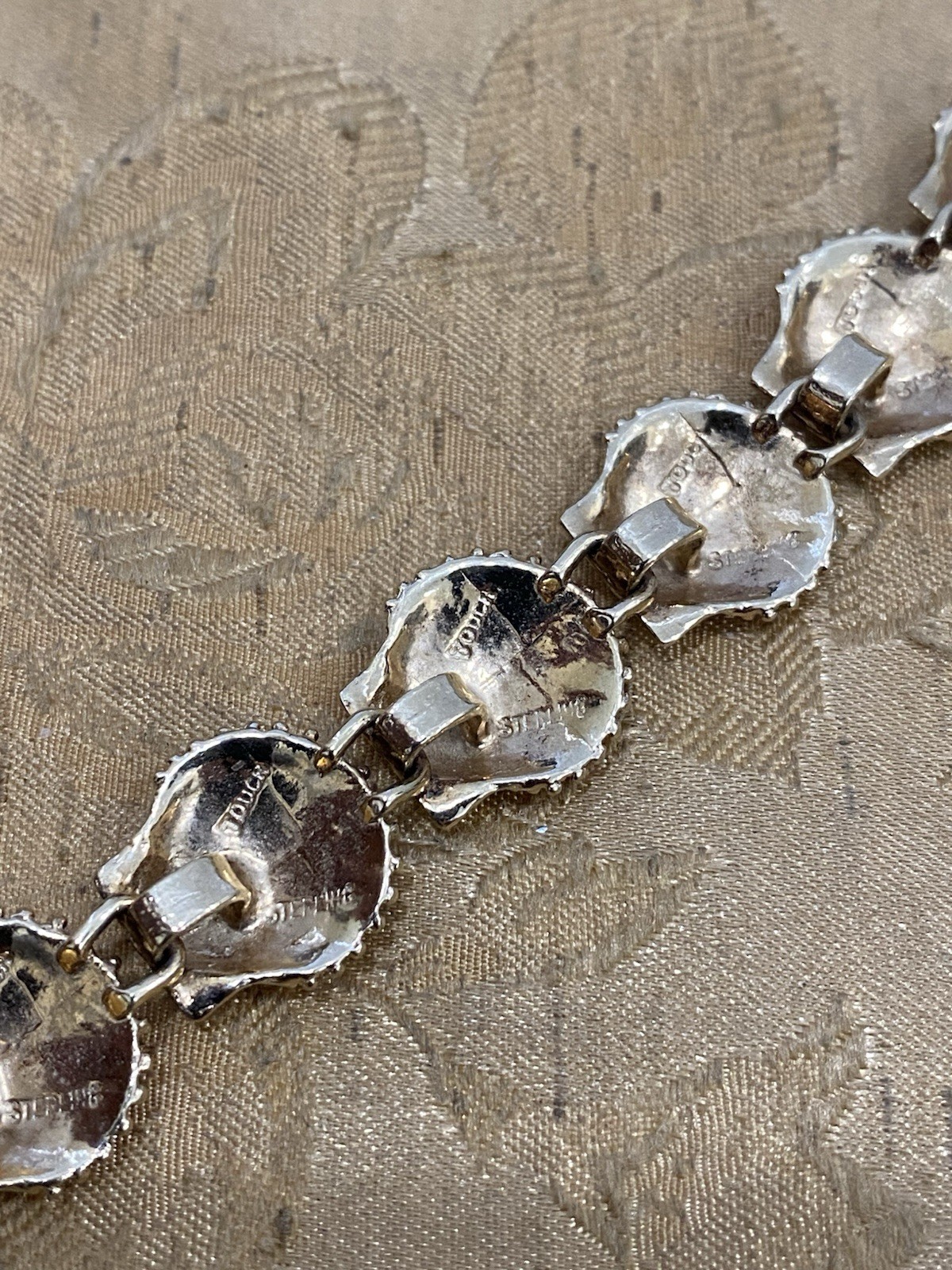 Vintage Gold Over Sterling Silver Designer Signed Touch Seashells Bracelet 7.25