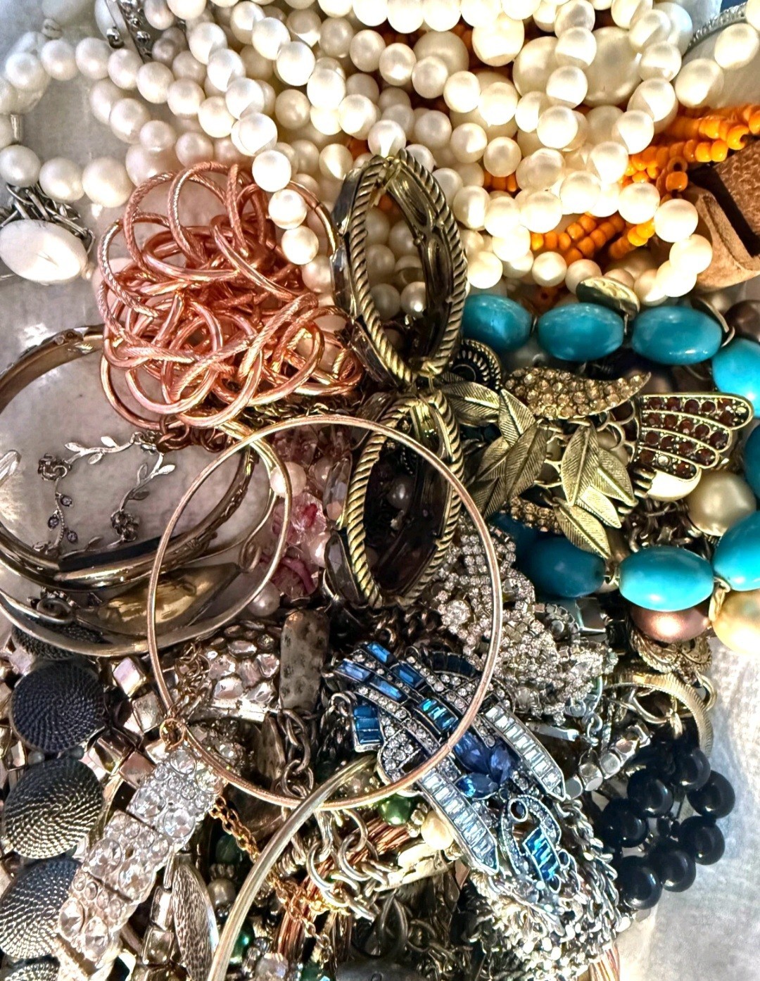 1 -2 LB Lot Of Used Costume Jewelry Vintage to Modern Wearable 15-20 Pieces