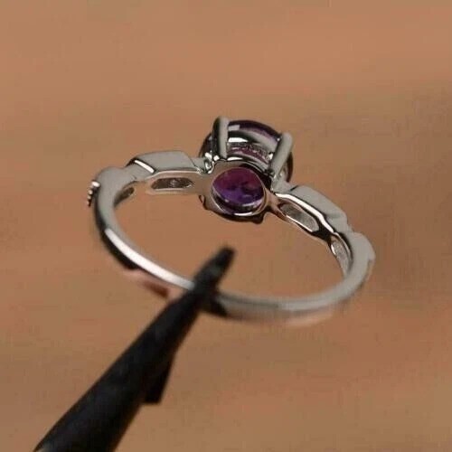 2.5CT Round Cut Lab Created Amethyst Anniversary 14k White Gold Finish Gift Ring