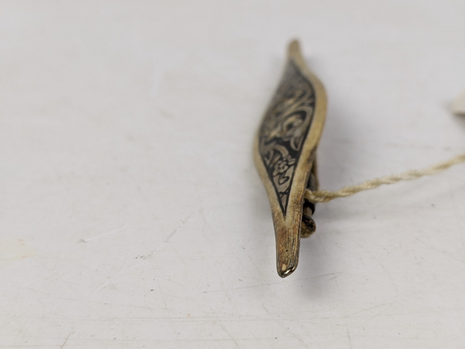 Vintage Soviet Silver 875 Niello Brooch Original Factory Tag Severnaya Chern