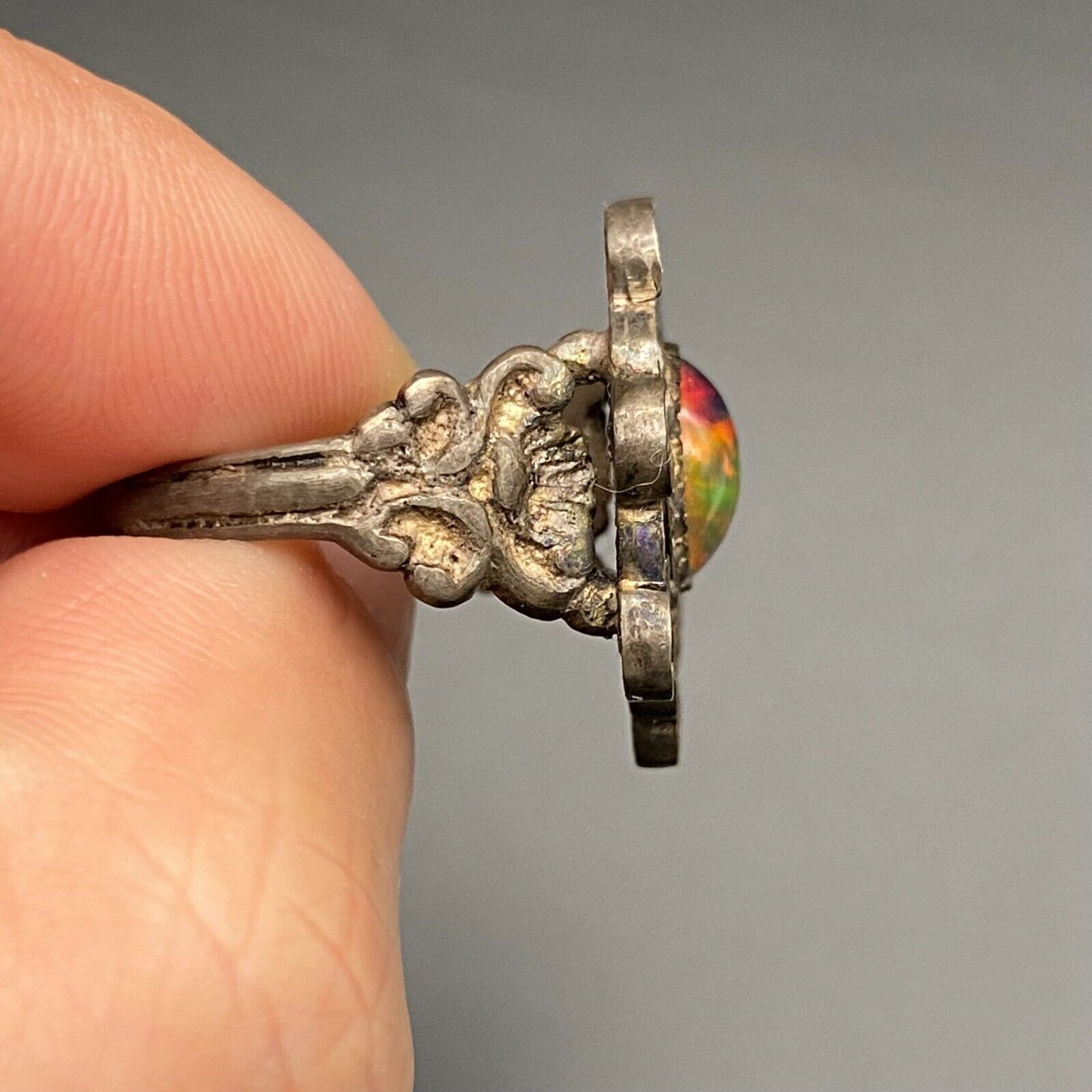 Vintage Mexico Glass 980 Sterling Silver Size 8.5
