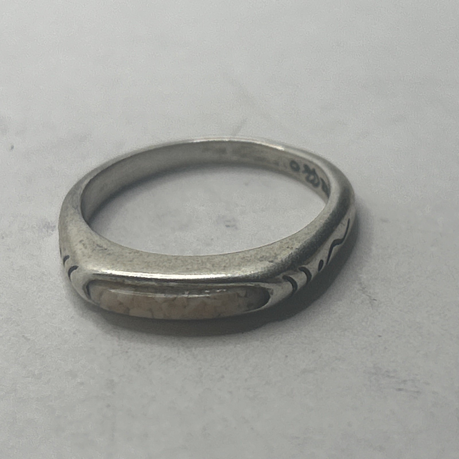 Carolyn POLLACK 925 Sterling Silver crushed pearl Stacking Band Ring Size 6