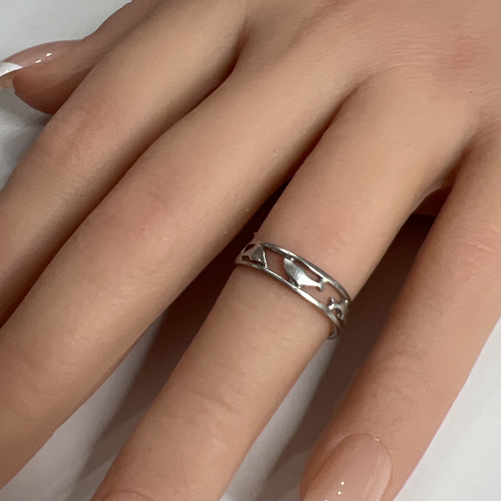 Vintage CW 10k White Gold Dolphin Toe Midi Pinky Child Ring Band Adjustable