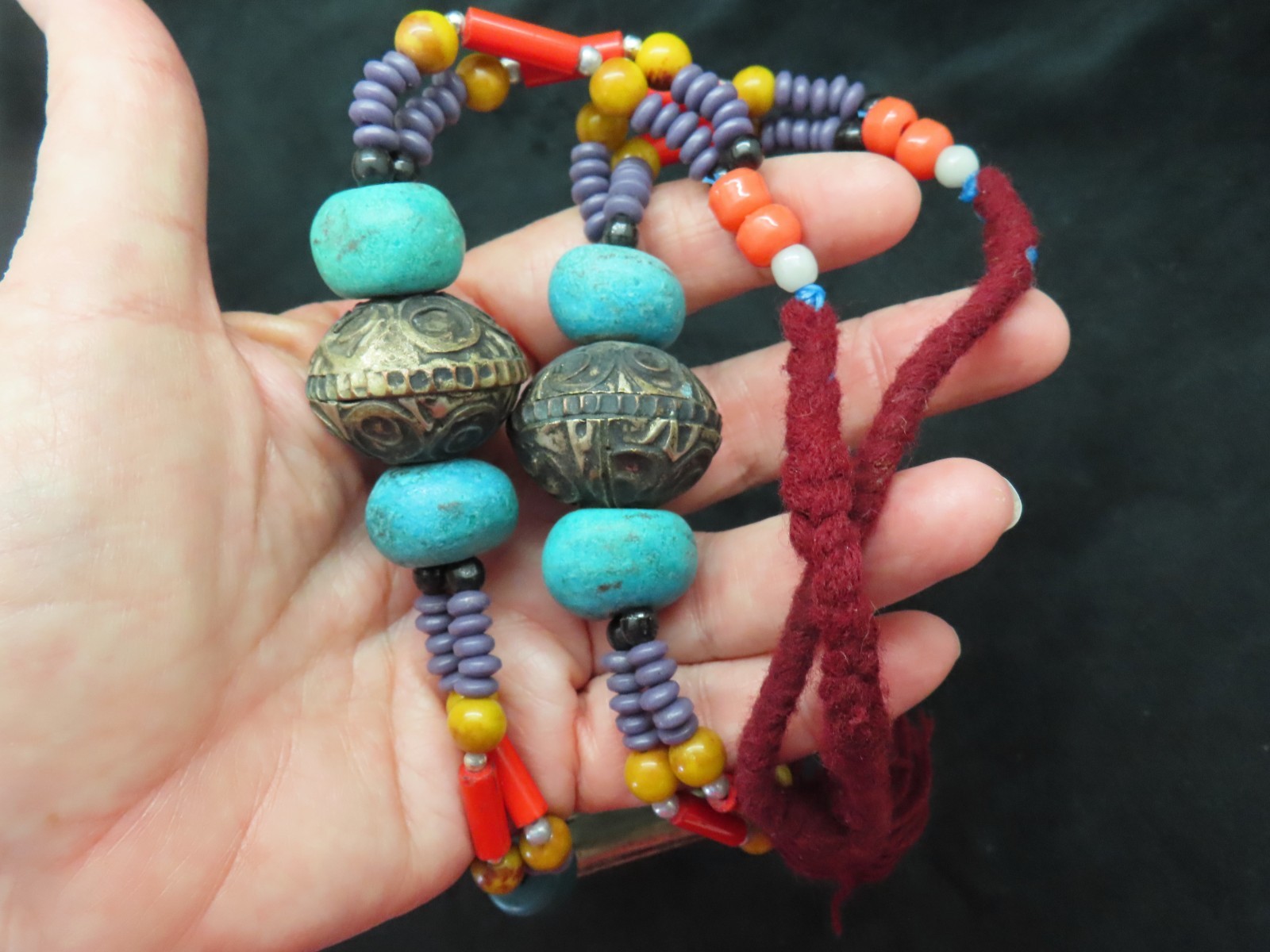 Vintage 1980’s Berber Cross Multi Bead Necklace WAY Interesting