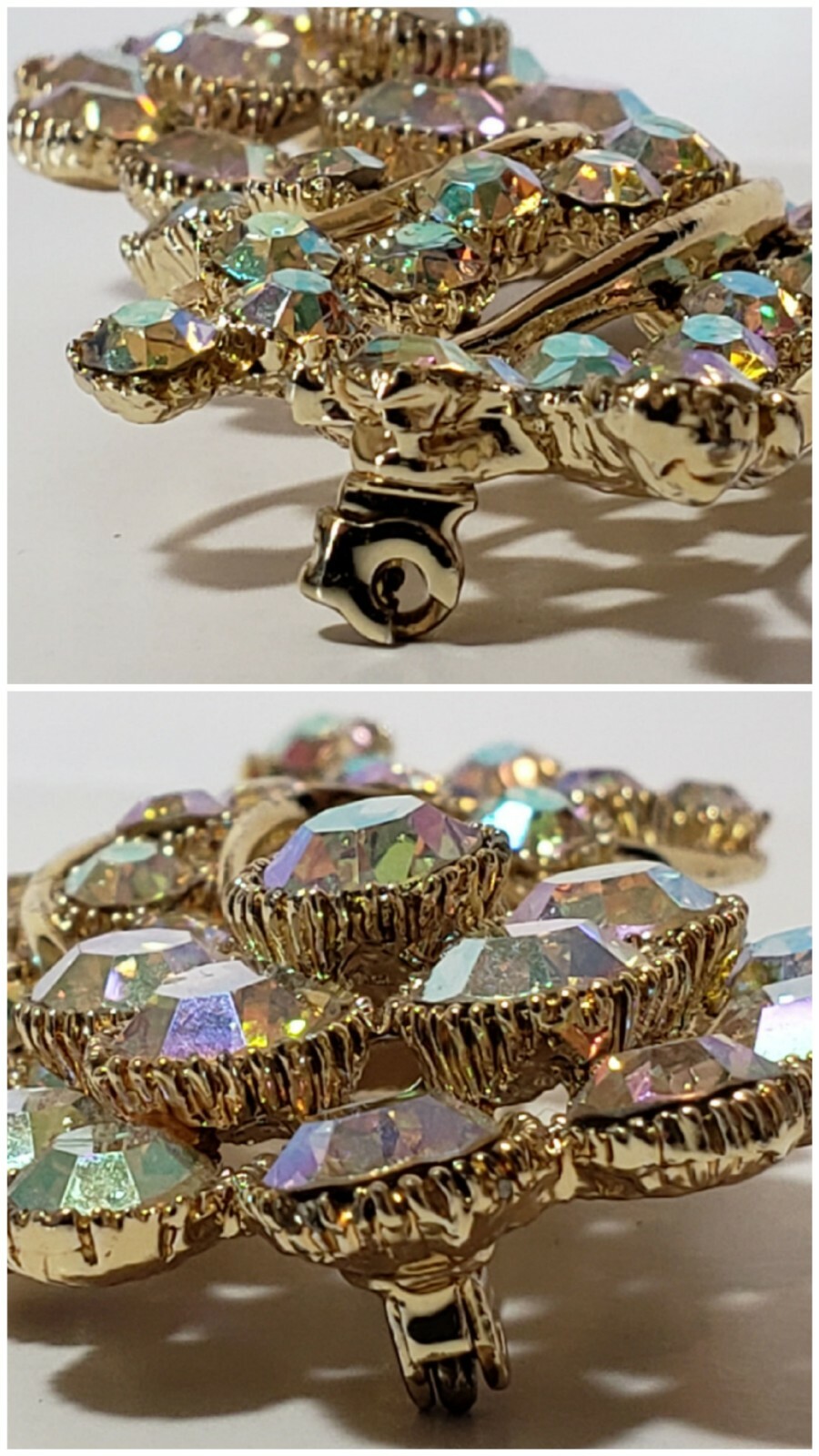 Vintage 1950’s BSK Aurora Borealis Crystal Floral Bouquet Design Brooch