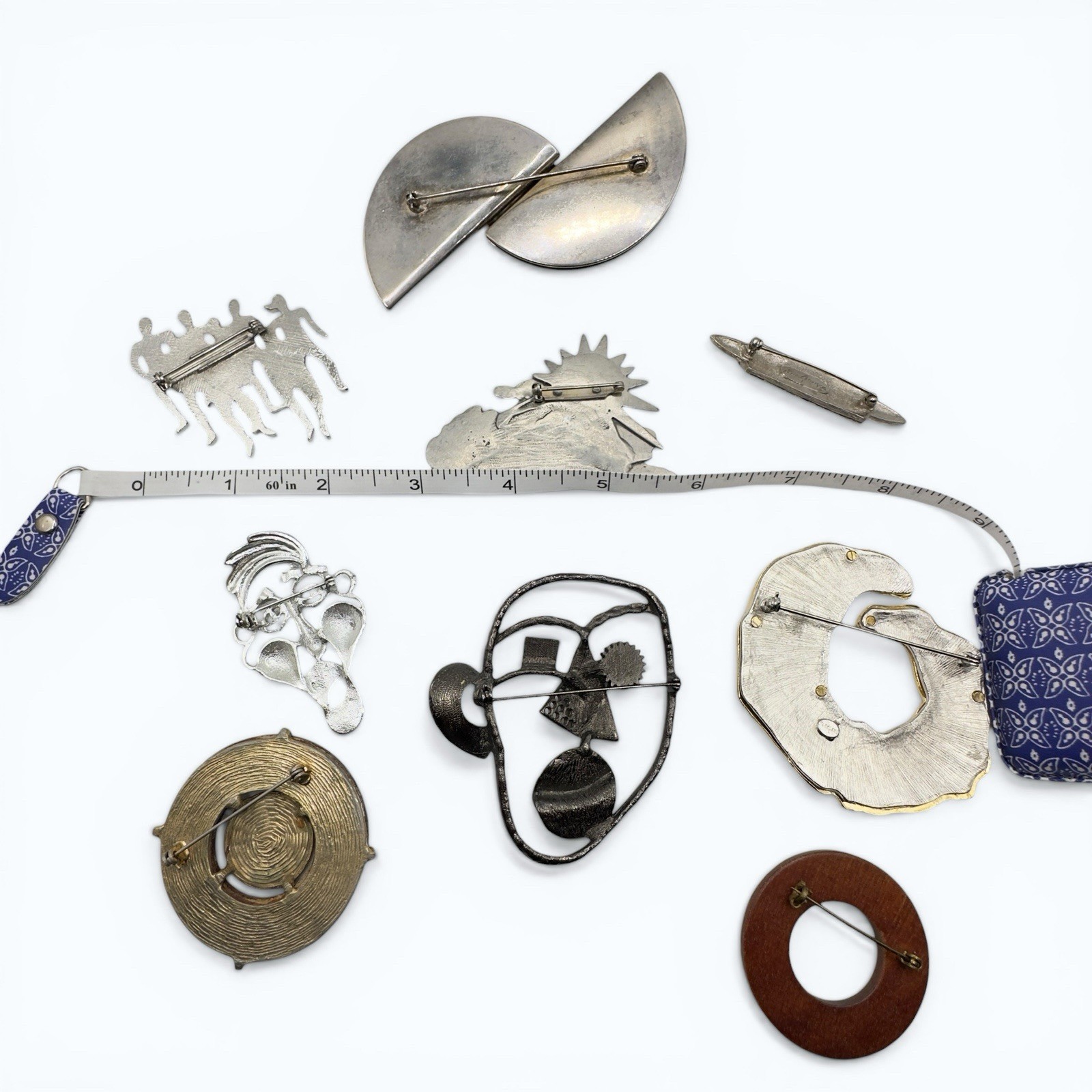 Abstract Modernist Brooch Pins Lot of 9 Vintage 60’s-80’s Silver Tone Geometric