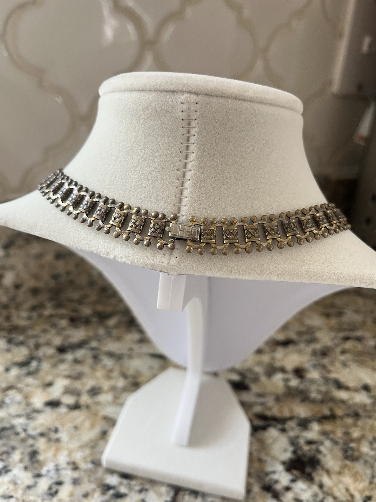 Amazing Antique Billowing Amethyst Colored Stones Bib Collar Necklace
