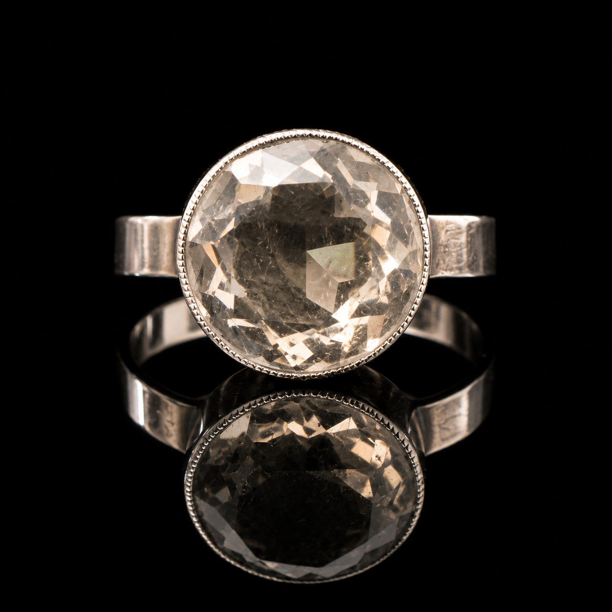 Vtg Brd.B Brødrene Bjørklund Denmark Sterling Silver Rock Crystal Ring Size 7.5