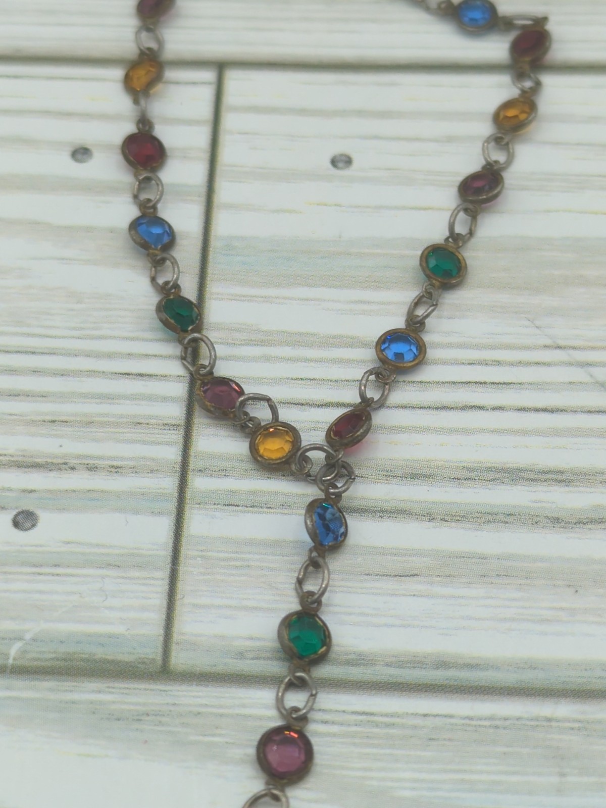 Vintage Austrian Crystal Multi Color Necklace 19″