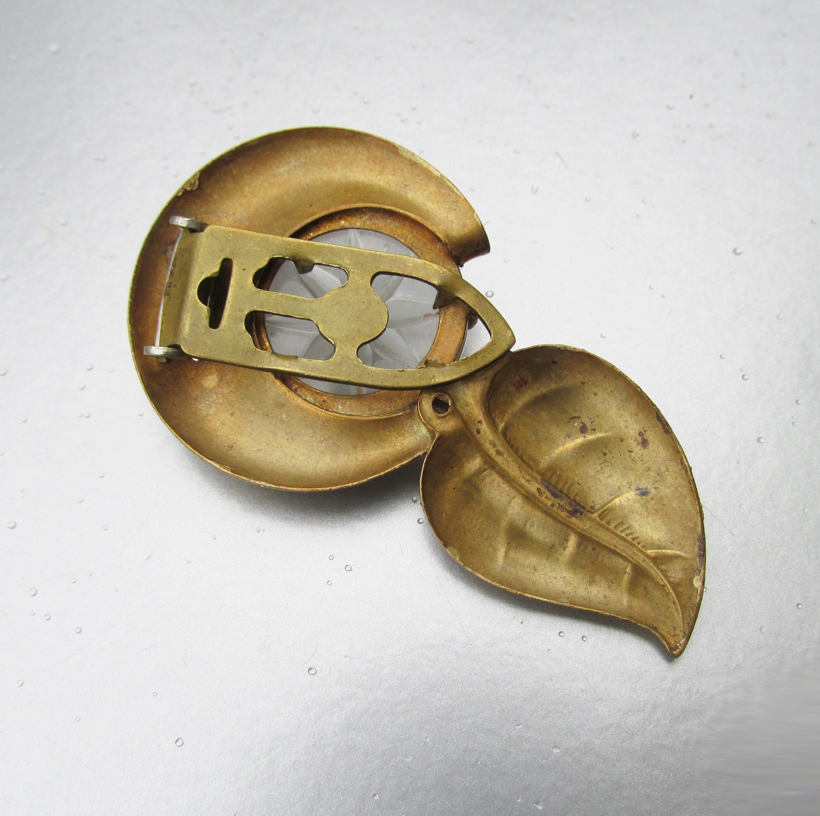 Vintage 1930s Art Deco STAR BURST Brass Dress Clip Brooch Pin