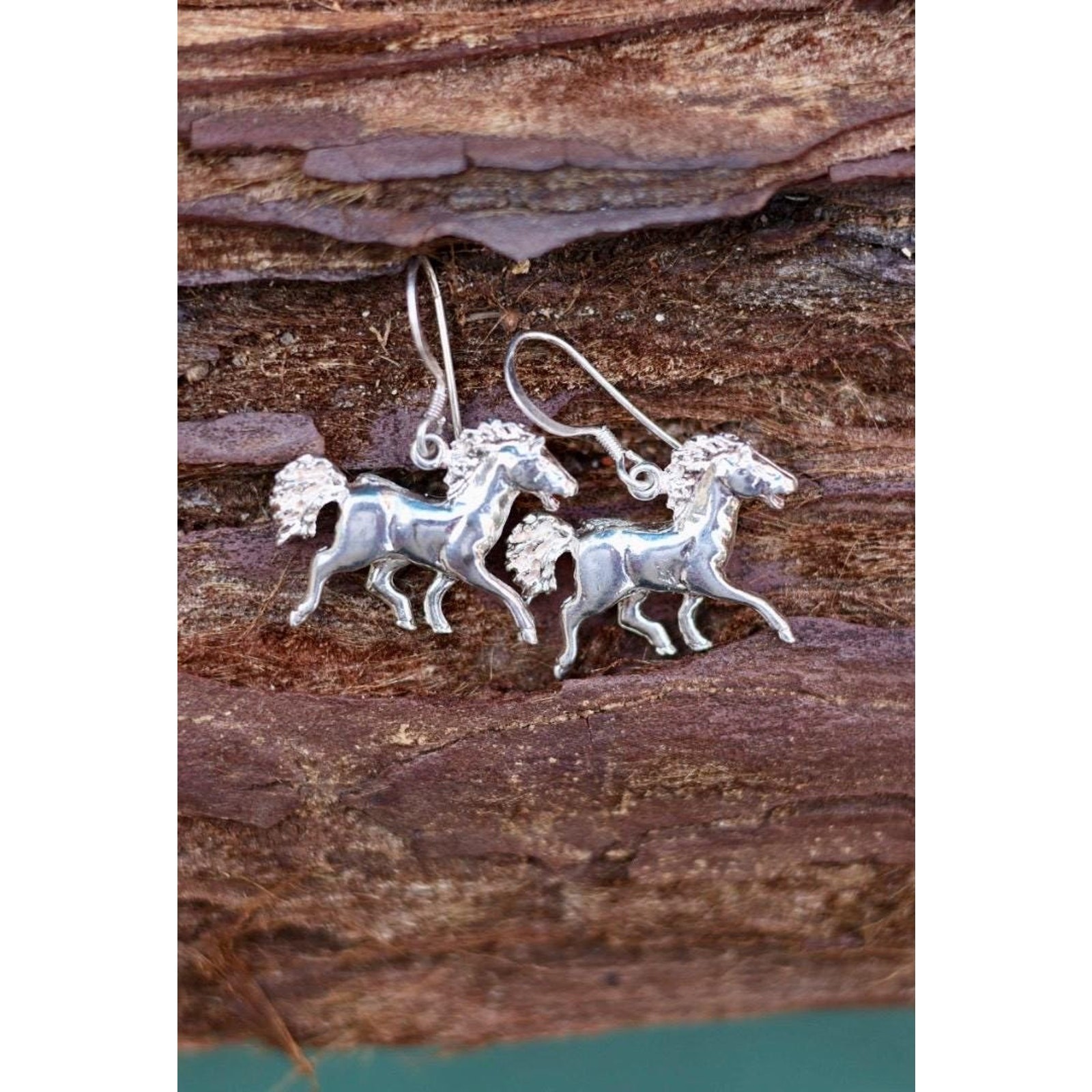 Vintage Sterling Silver Sculptural Horse Earrings | Running Horse | 925 Hook